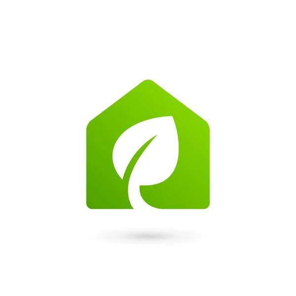 Eco deja elementos de plantilla de diseño de icono de logotipo de casa — Vector de stock