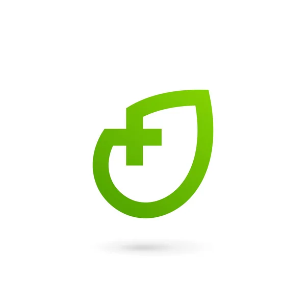 エコ葉クロス プラス医療ロゴ アイコンのデザイン テンプレート要素 — ストックベクタ