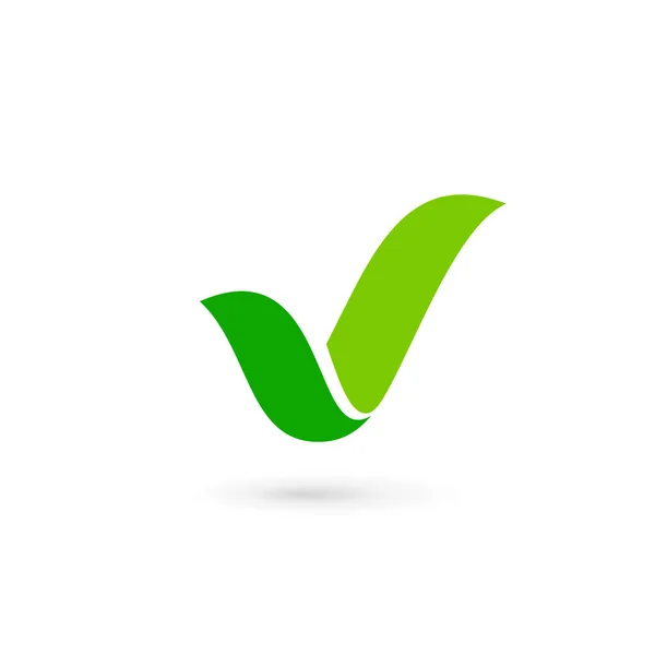 Eco leaves check mark logo icon design template elements — Stock Vector