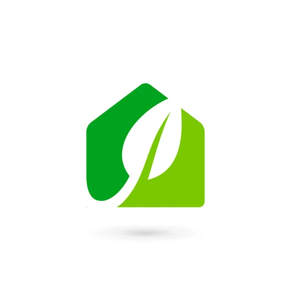 Eco deja elementos de plantilla de diseño de icono de logotipo de casa — Vector de stock