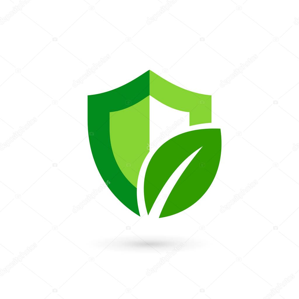 Eco leaves shield logo icon design template elements