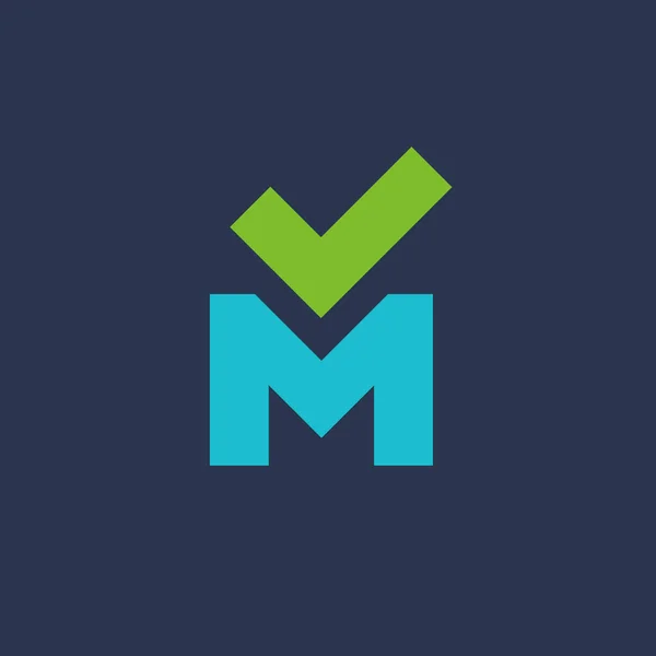 Letter M vinkje logo pictogram sjabloon ontwerpelementen — Stockvector