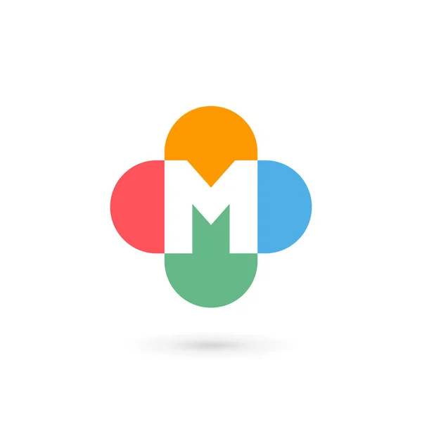 Letter M kruis plus medische logo pictogram ontwerp template elementen — Stockvector