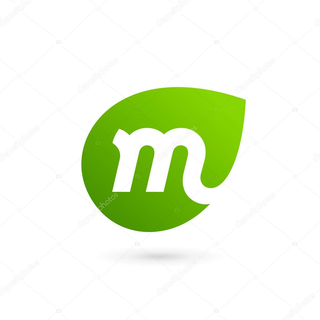 Letter M eco leaves logo icon design template elements