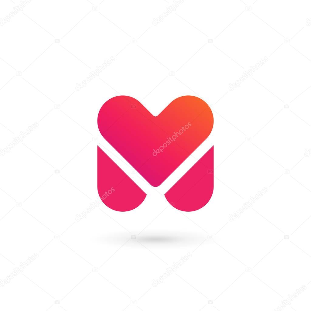 Letter M heart logo icon design template elements