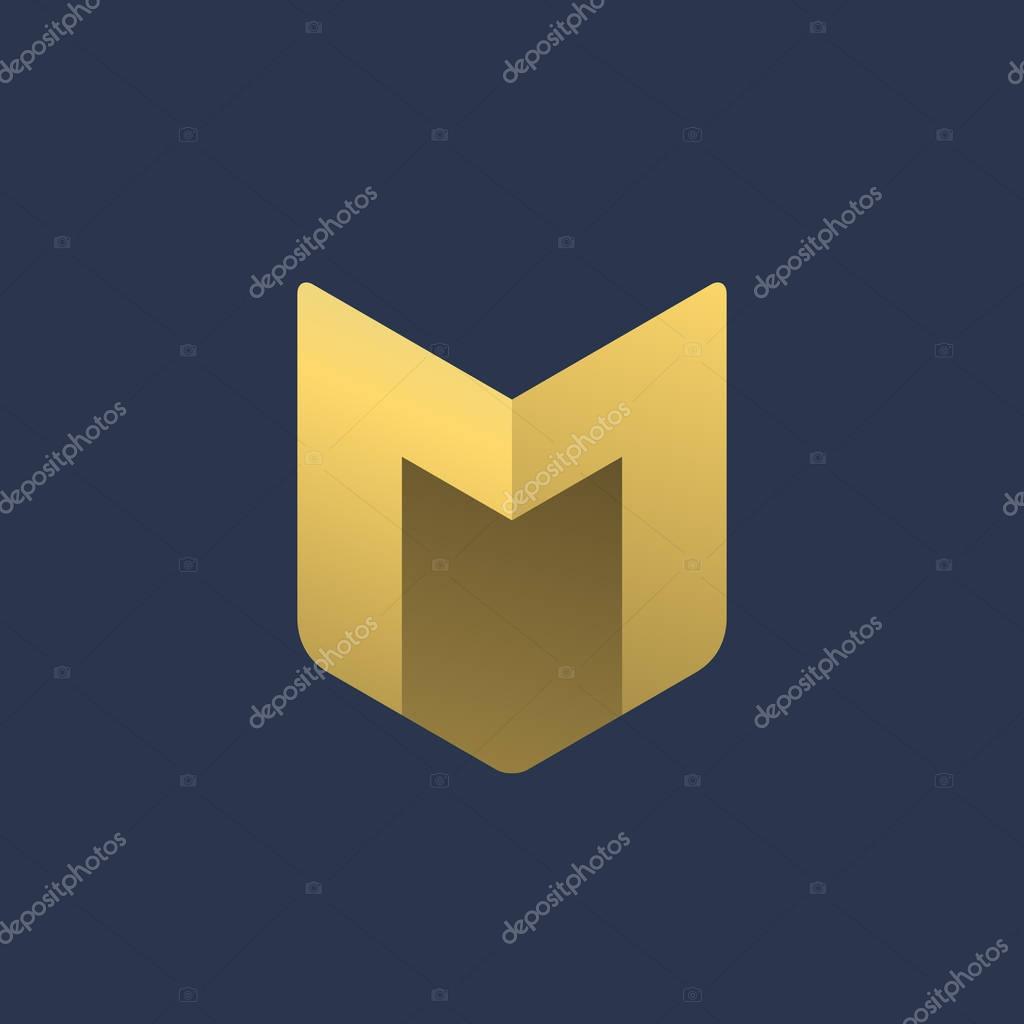 Letter M shield logo icon design template elements