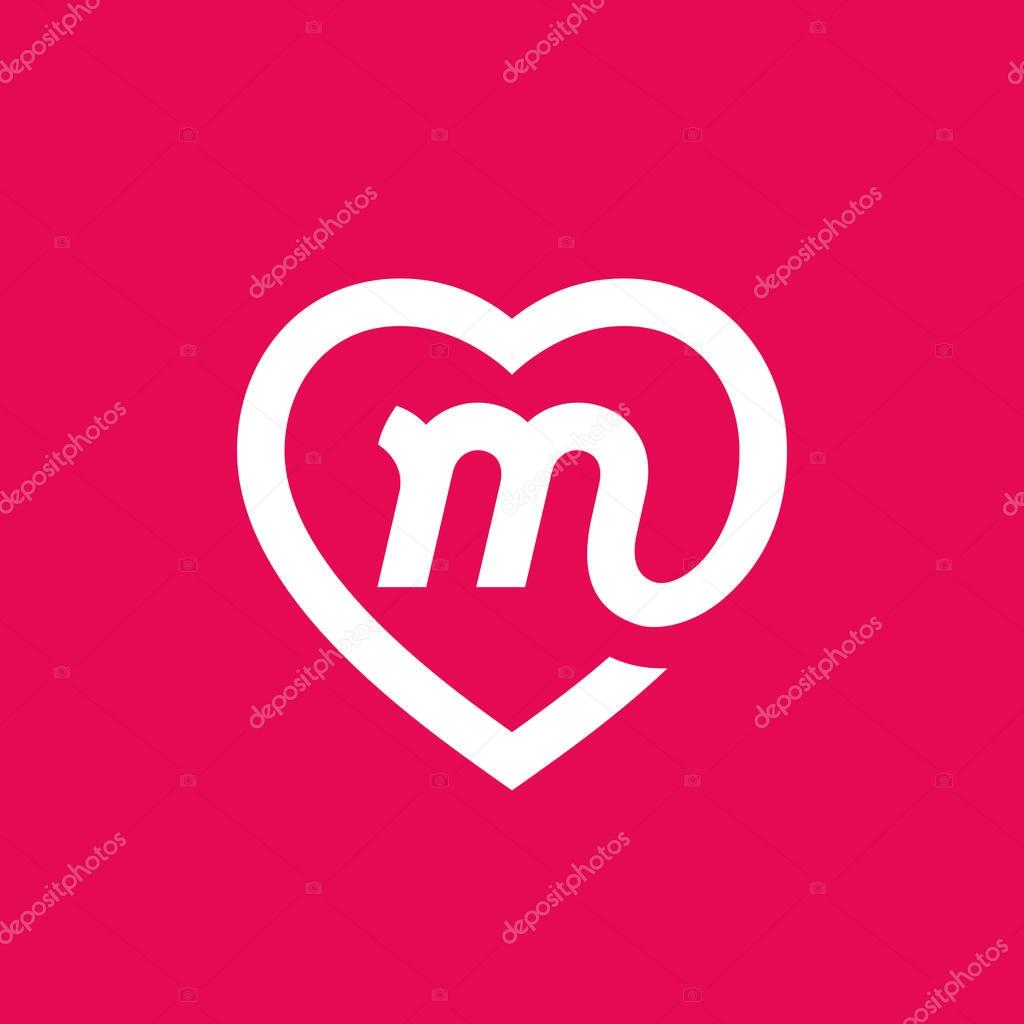 Letter M heart logo icon design template elements