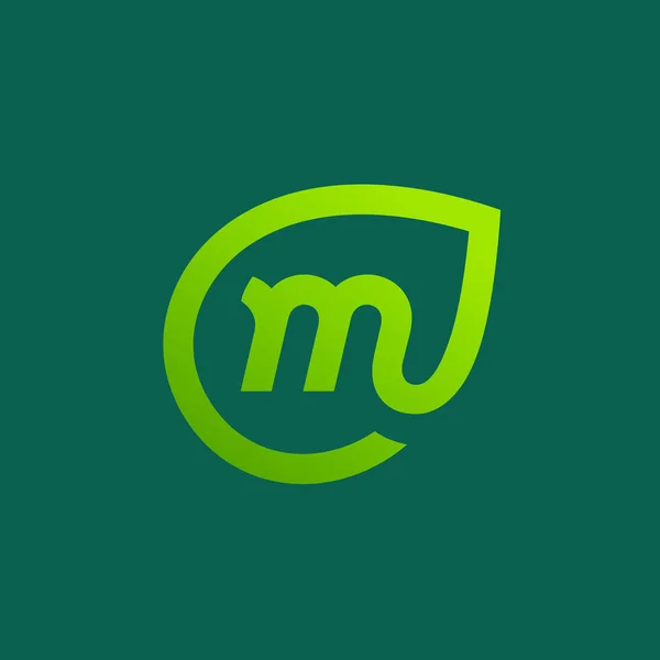 Letter M eco listy logo ikona design šablony prvky — Stockový vektor