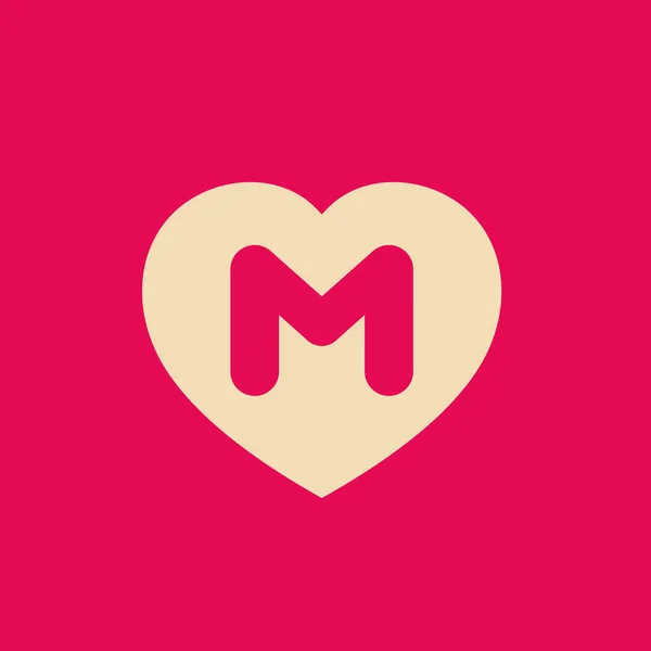 Letter M hart logo pictogram ontwerp sjabloon elementen — Stockvector