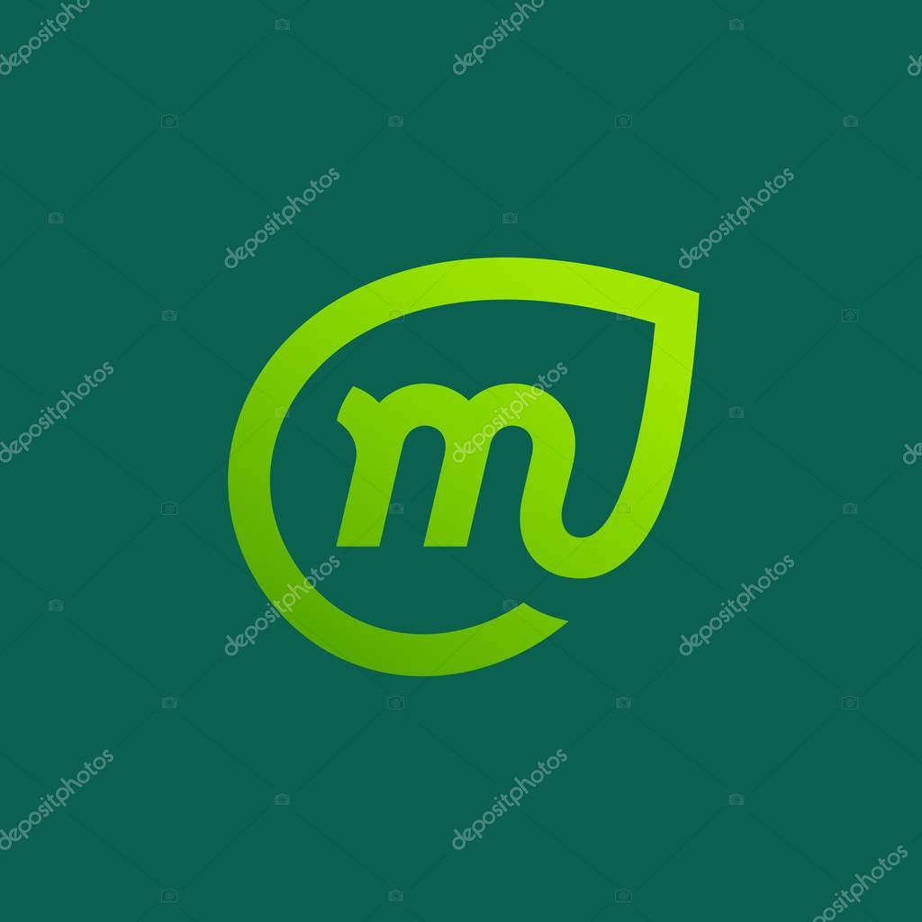 Letter M eco leaves logo icon design template elements