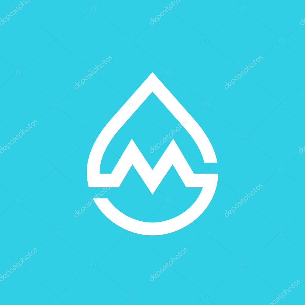 Letter M water drop logo icon design template elements