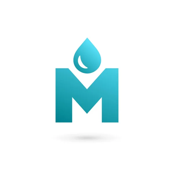 Bokstaven M vatten droppe logotyp ikon design mall element — Stock vektor
