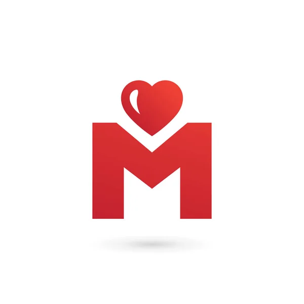 Letra M coração logotipo ícone design elementos de modelo —  Vetores de Stock