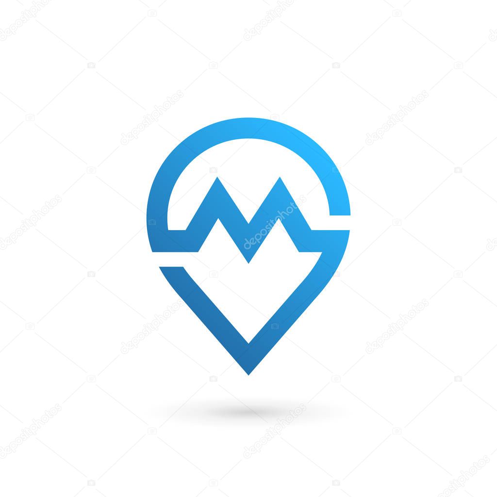 Letter M geotag logo icon design template elements