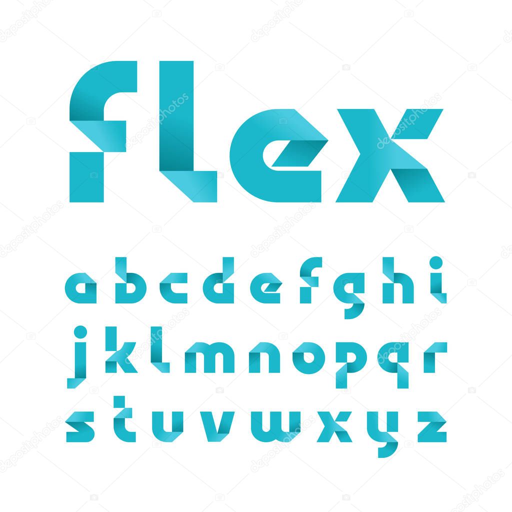 Paper font. Vector alphabet with fold effect letters.