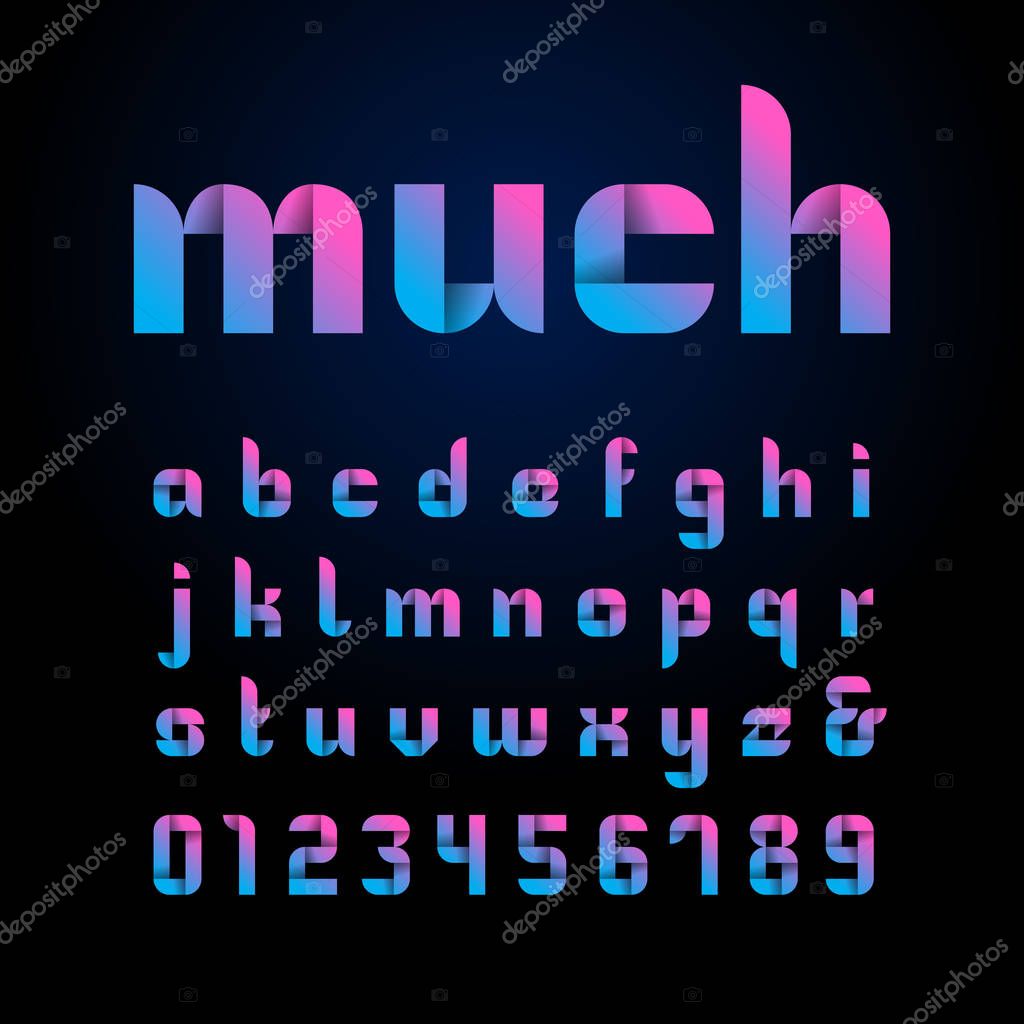 Ribbon font. Vector alphabet with latin letters and numbers.
