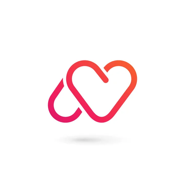 Lettera N cuore logo icona design elementi modello — Vettoriale Stock