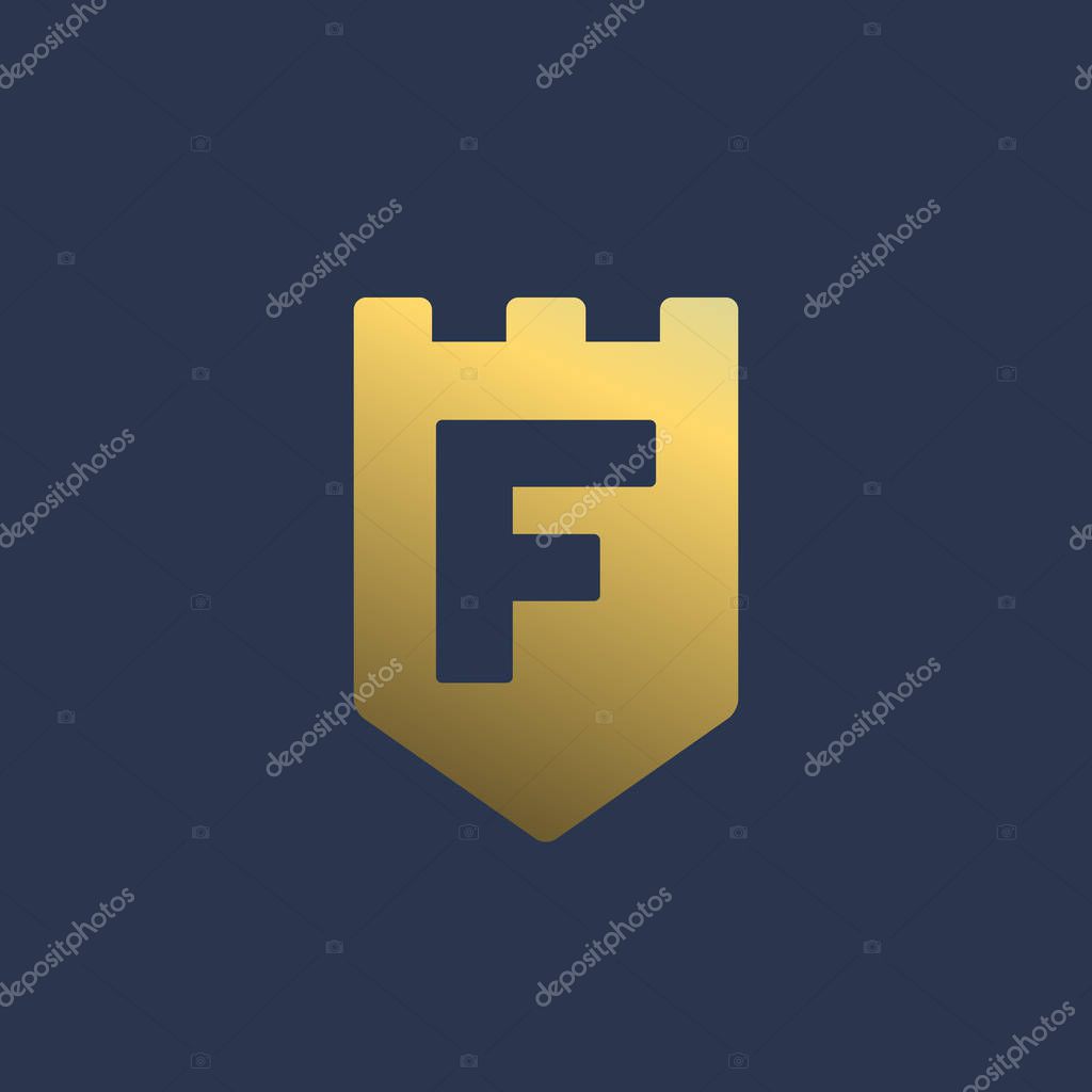 Letter F shield logo icon design template elements