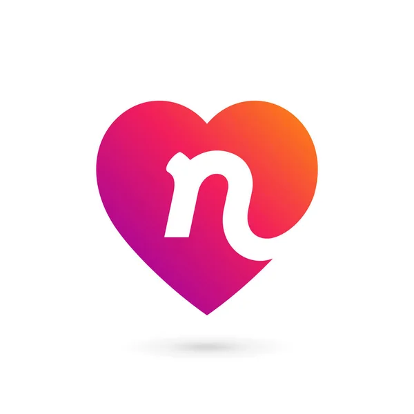 Letter N hart logo pictogram sjabloon ontwerpelementen — Stockvector