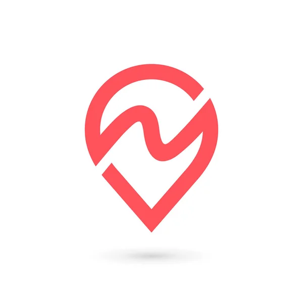 手紙 N ジオタグ ロゴ アイコンのデザイン テンプレート要素 — ストックベクタ