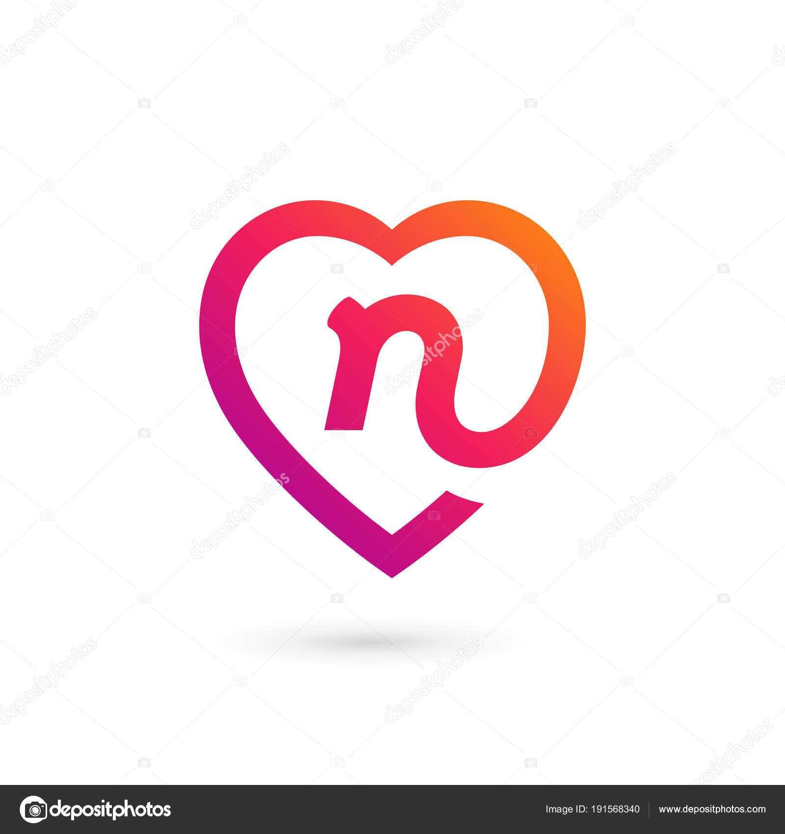 Letter V heart symbol logo icon design template elements Stock
