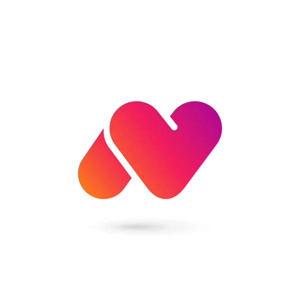 Litera N serce logo ikona elementów szablonu projektu — Wektor stockowy