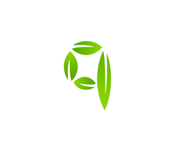 Litera Q eko pozostawia projektowanie ikona logo szablon elementów — Wektor stockowy