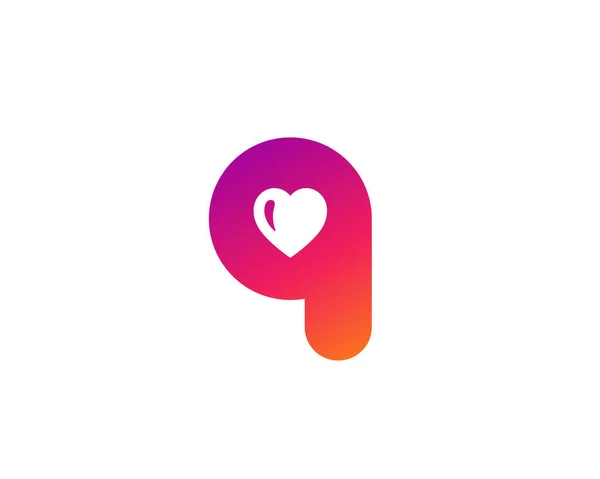 Letter Q hart logo pictogram ontwerp sjabloon elementen — Stockvector