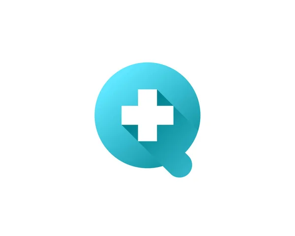 Huruf Q cross ditambah logo medis ikon elemen desain - Stok Vektor