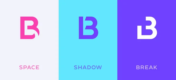 文字Bの最小ロゴアイコンデザインテンプレート要素のセット — ストックベクタ