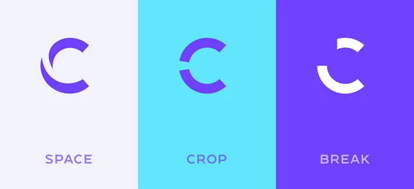 Set of letter C minimal logo icon design template elements — Stock Vector