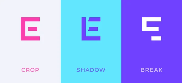 Ensemble d'éléments de modèle de conception d'icône de logo minimal de la lettre E — Image vectorielle