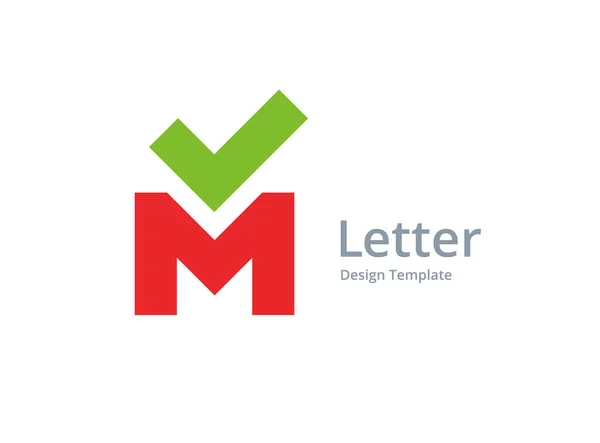 Letra M marca de verificación logotipo icono de diseño de elementos de plantilla — Vector de stock