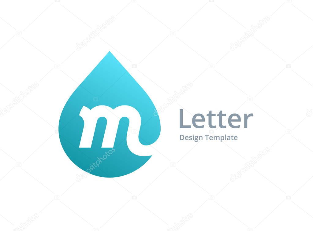 Letter M water drop logo icon design template elements