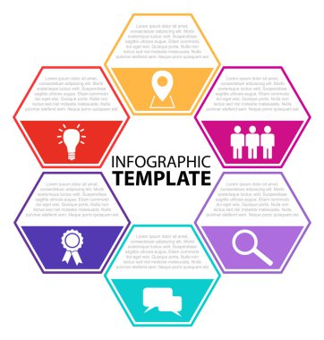 altı adım vektör düz Infographic şablonu