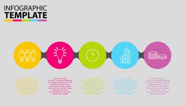 beş adım vektör daire Infographic şablonu