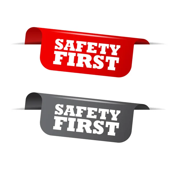 Safety first, rote Fahne safety firt, Vektorelement safety first — Stockvektor