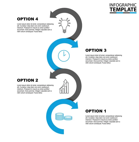 Plantilla de infografía vectorial de cuatro pasos — Vector de stock