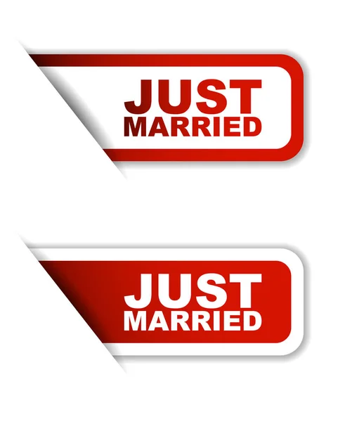 Красный вектор только что женился, шулер только что женился, баннер только женился — стоковый вектор