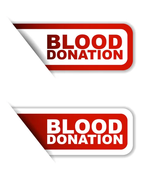 Donación de sangre de vector rojo, donación de sangre pegatina, donación de sangre bandera — Vector de stock