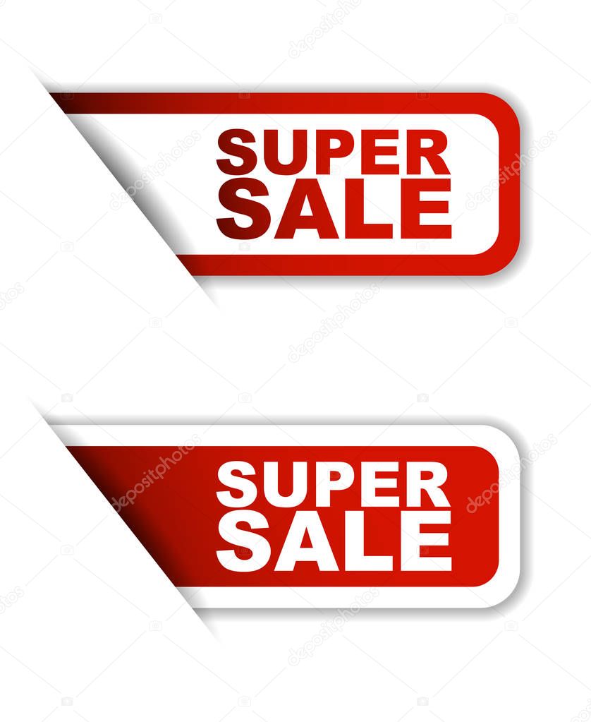 red vector super sale, sticker super sale, banner super sale
