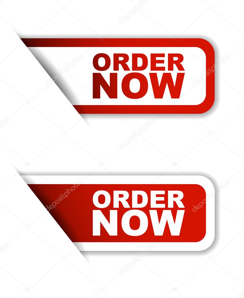 red vector order now, sticker order now, banner order now