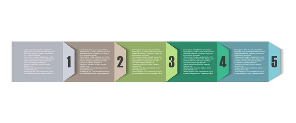 Fünf Schritte Papier Vektor-Infografik-Vorlage — Stockvektor