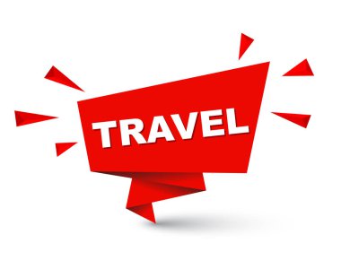 Kırmızı kolay vektör çizim kağıt kabarcık afiş seyahat izole. Bu öğe için web tasarım iyi adapte.