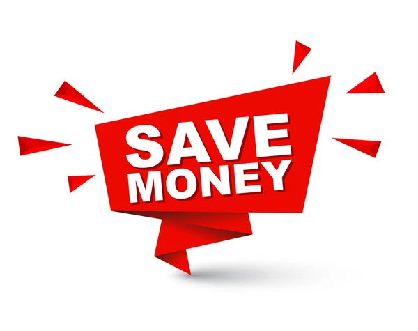 Rojo fácil ilustración vectorial banner de burbuja de papel aislado ahorrar dinero. Este elemento está bien adaptado para el diseño web . — Archivo Imágenes Vectoriales
