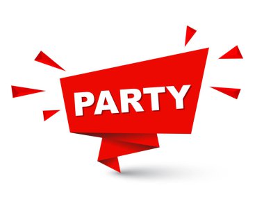 Kırmızı kolay vektör çizim kağıt kabarcık afiş parti izole. Bu öğe için web tasarım iyi adapte.