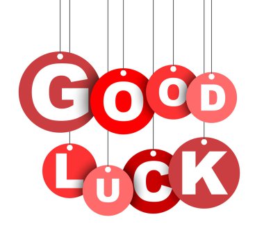 Kırmızı kolay vektör illüstrasyon Çember etiketi afiş iyi şanslar izole. Bu öğe için web tasarım iyi adapte.