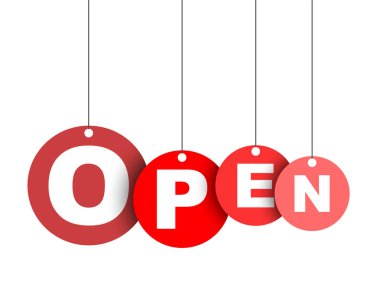 Kırmızı kolay vektör illüstrasyon izole daire etiketi afiş açık. Bu öğe için web tasarım iyi adapte.