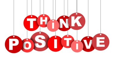 Kırmızı kolay vektör illüstrasyon izole daire etiketi afiş olumlu düşünüyorum. Bu öğe için web tasarım iyi adapte.