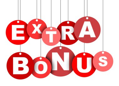 Kırmızı kolay vektör illüstrasyon izole daire etiketi banner ekstra bonus. Bu öğe için web tasarım iyi adapte.